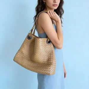 Bottega Veneta Beige Woven Shoulder Bag